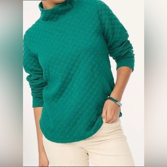 J.Crew Quilted Mockneck Pullover - Picture 2 of 7